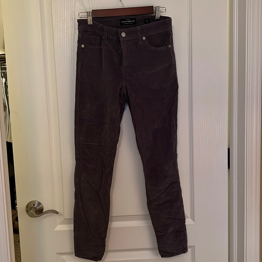 Lucky Brand 4/27 corduroy gray jeans, like new